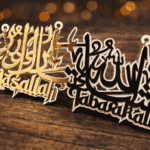 Mashallah Tabarakallah Premium Acrylic Wall Hanging – Large 12x24 Inch Islamic Wall Art with Metal Chain
