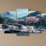 5 Pcs Wooden Sticky Wall Frames Set – 16x40 Inch Ready Size Decorative Wooden Tiles with Adhesive Tape for Easy Wall Mounting