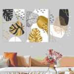 Set Of 3 Flower Sticky Canvas Phototiles Frame For Wall, Home Decor