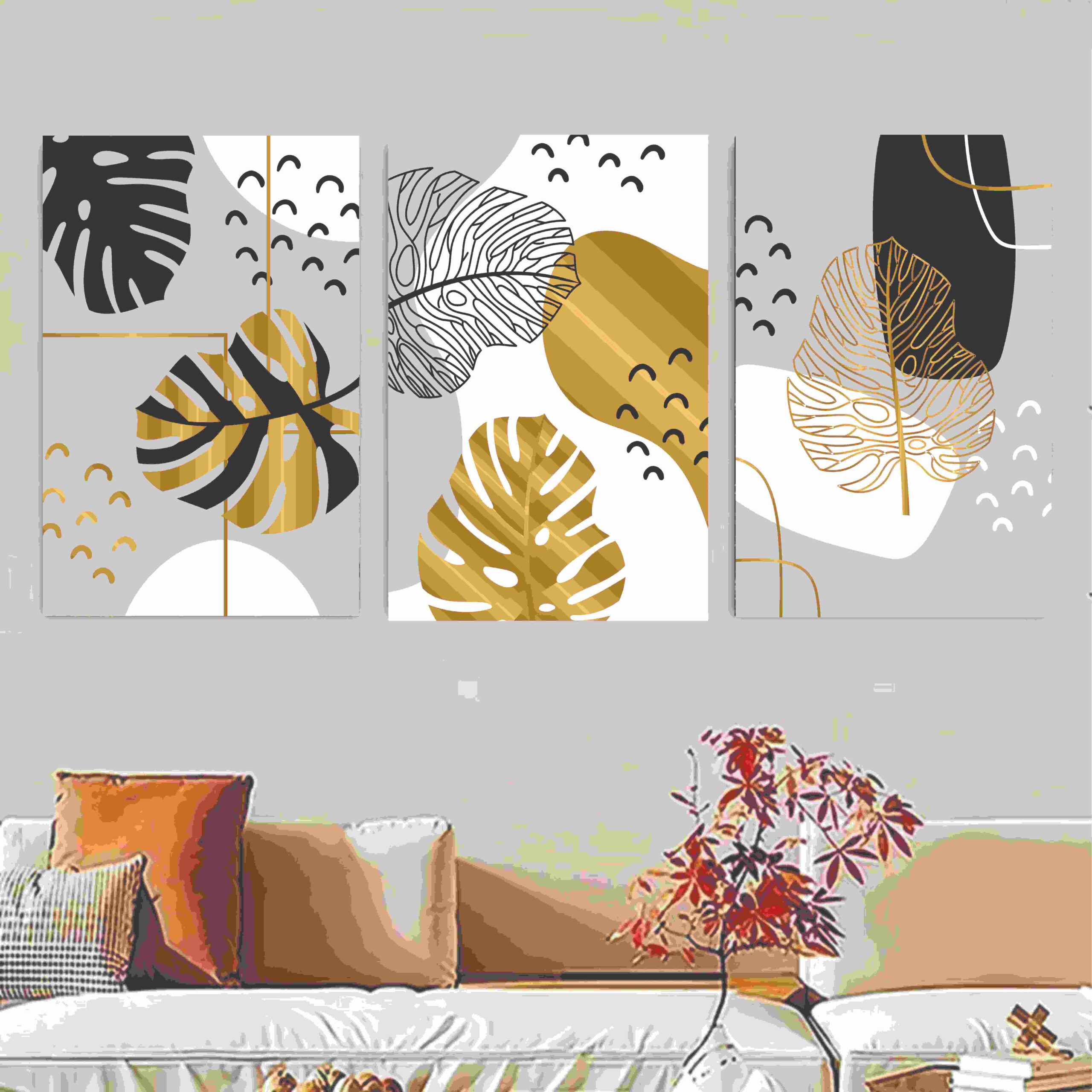 c211d24ce0d4d17be7418fa4a36f84f6.jpeg Set of 3 floral sticky canvas photo tiles 8x11 inch on wall