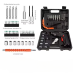 Rechargeable 47-piece electric screwdriver kit with organized storage case