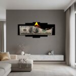 5 Pcs Wooden Sticky Wall Frame Set – 16x40 Inch Ready Size Decorative Wooden Wall Tiles with Self Adhesive Tape