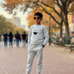 front view of kids sweatshirt and trouser tracksuit set