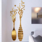 EVENTO 3D Acrylic Mirror Wall Decorations | Elegant Modern Wall Art Stickers & Decals (2 Panels, 16x36 Inches)
