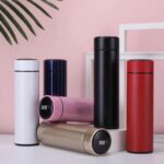 Smart LED temperature display stainless steel bottle in white color