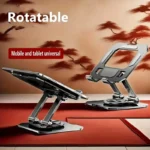 Stainless steel adjustable tablet and mobile stand front view
