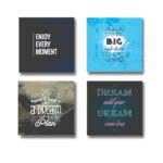 Set Of 4 Motivational Sticky Canvas Frames For Wall Decore / Sticky Phototiles