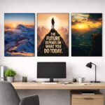 3 Piece Wooden Wall Frame Set 8x11 Inch | Self Adhesive Sticky Tiles Wall Decor