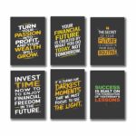 Set of 6 motivational wooden canvas frames mounted on wall