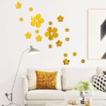 24 PCs Flower 2D Acrylic Wall Mirror Sticker DIY Geometric Home Decor for Bedroom, Living Room & Kids Room