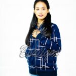 Front view of women and girls polka dot fleece zipper jacket