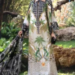 Elegant All-Over Print Embroidered Lawn 3Pc Unstitched EID Dress for Girls with Chiffon Dupatta