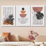 Set Of 3, Abstract Leaf Wall Art Photo Canvas Wooden Tile Frame