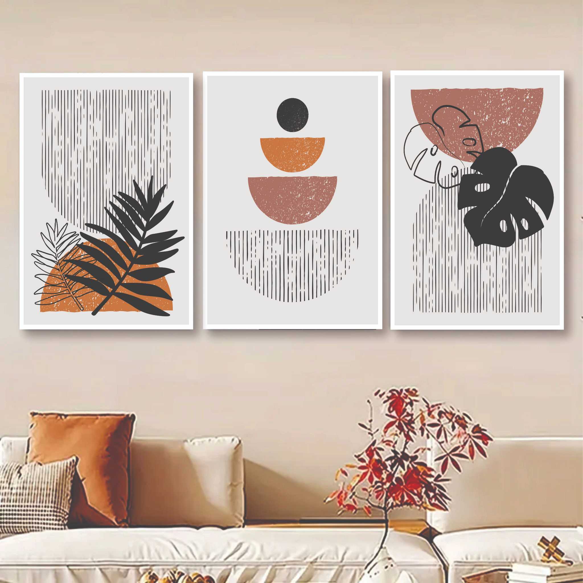 db5f2c797b14d33231ffdd182f694237.jpeg Set Of 3, Abstract Leaf Wall Art Photo Canvas Wooden Tile Frame - Image 1