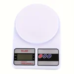 Digital kitchen scale on a white countertop displaying 0g on backlit LCD