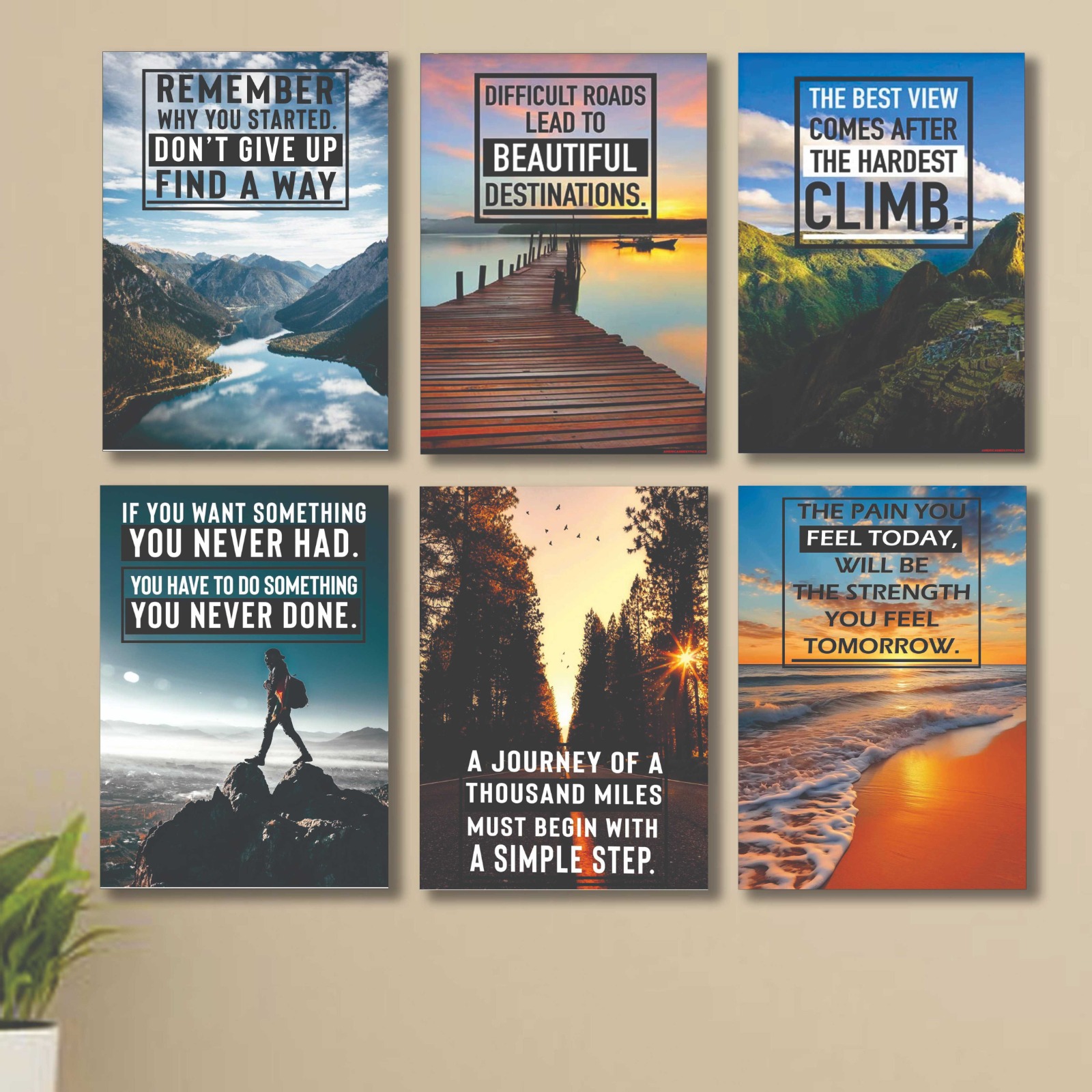 dc5cce5533ff4938b2cdf06a26fdd6f9.jpeg Set of 6 motivational quote cardboard phototiles for wall decor