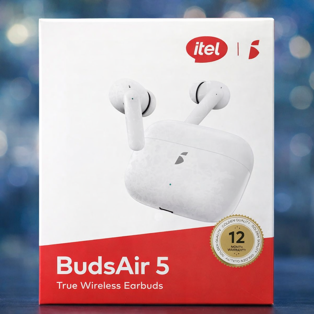 dc914f2e1c99816b6d0154c031c3e759.png Itel BudsAir 5 True Wireless Earbuds – Bluetooth 5.4, 36 Hours Playtime & Deep Bass Audio - Image 1