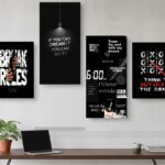 Set of 4 Motivational Wall Art Frames | Wooden Sticky Tiles | 8x16" & 8x11" | Easy Wall Décor | Double Tape Included