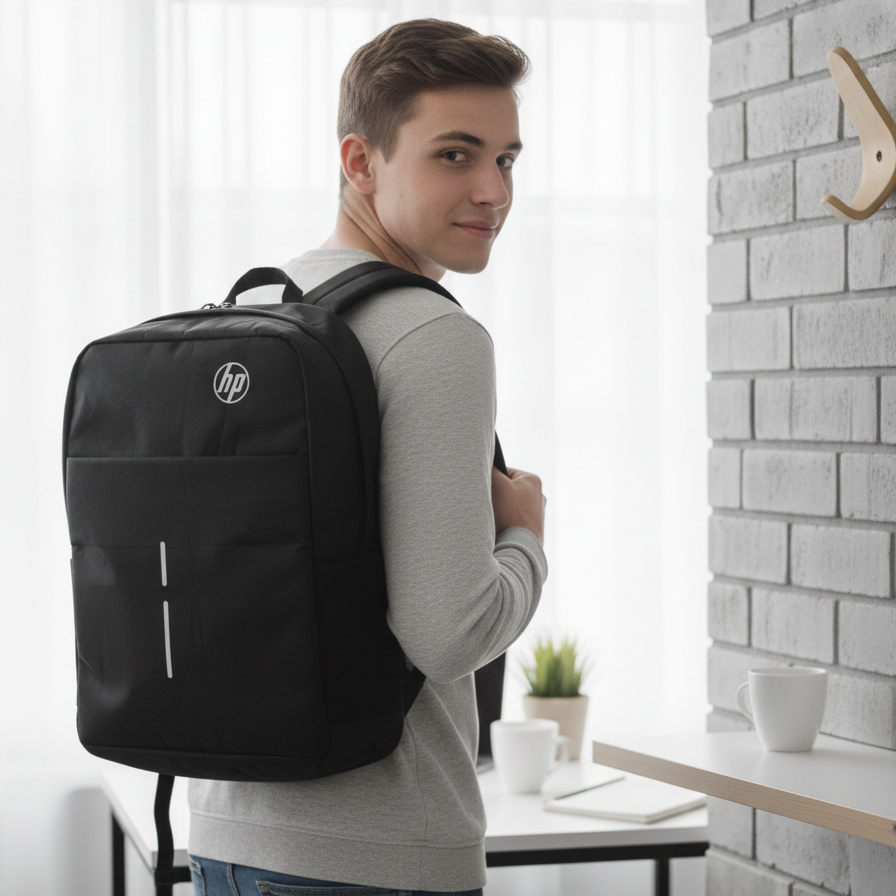 e23bcefe023e6e73d4623250ad98c602.png HP Lightweight Water Resistant Laptop Backpack Black Durable Quality Reliable Utility Comfortable Carry Stylish Design - Image 1