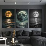 3pcs Moon Style Stickytiles Frames Providing Elegant Lunar Design Artistic Look Modern Appearance