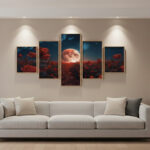 5-piece wooden sticky self-adhesive wall frame set 16x40 inch display