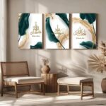 Set of 3  wall art sticky wooden canvas frames for home decore / sticky phototiles
