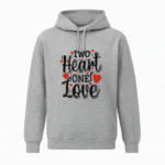New Summer Collection Full Grey Hoodie TWO HEART ONE LOVE Printed For Girl And Boys