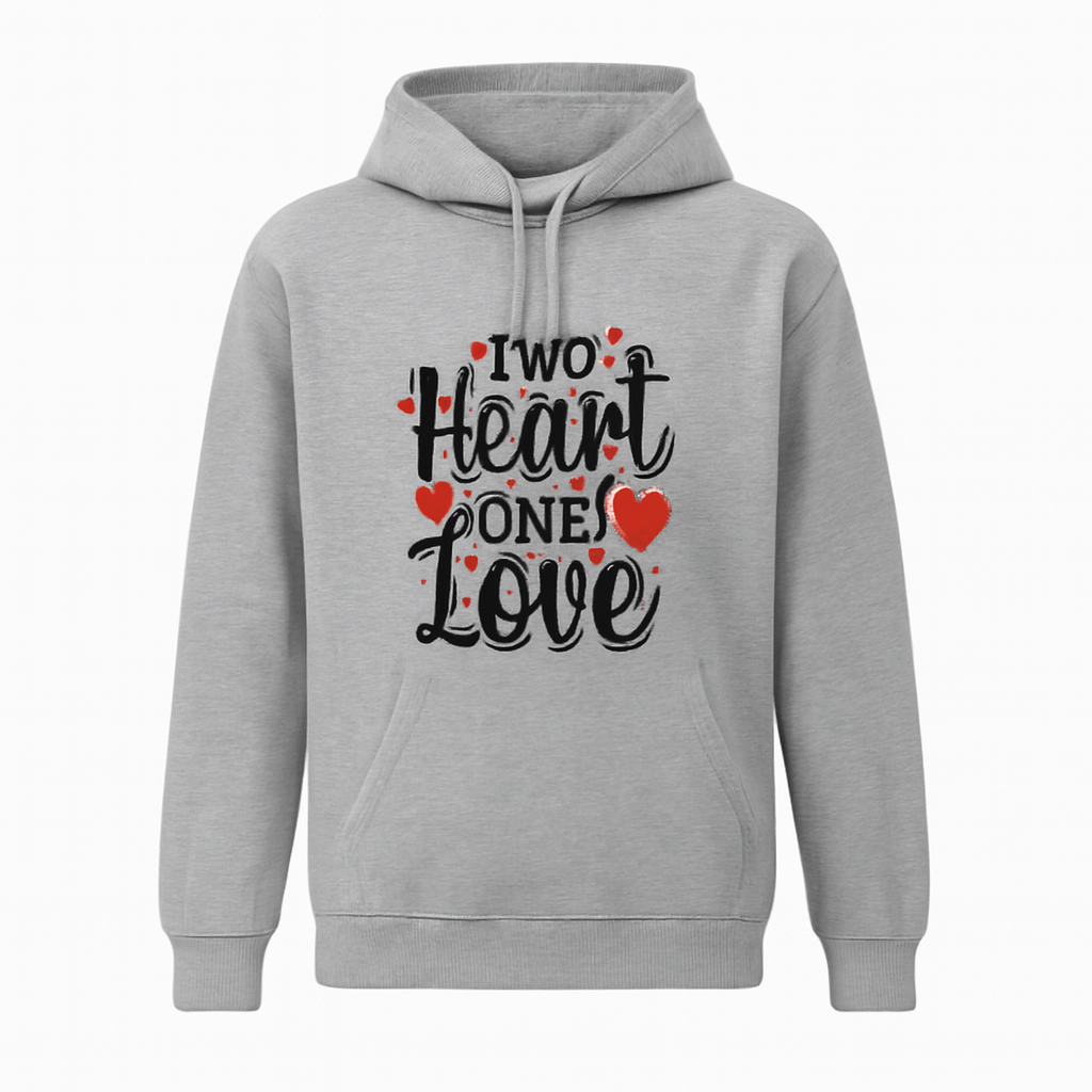 e9ddb11376eba0afd9c17e290191f29e.png New Summer Collection Full Grey Hoodie TWO HEART ONE LOVE Printed For Girl And Boys - Image 1