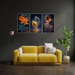 3-piece autumn leaf wall art set framed 8x11 inches