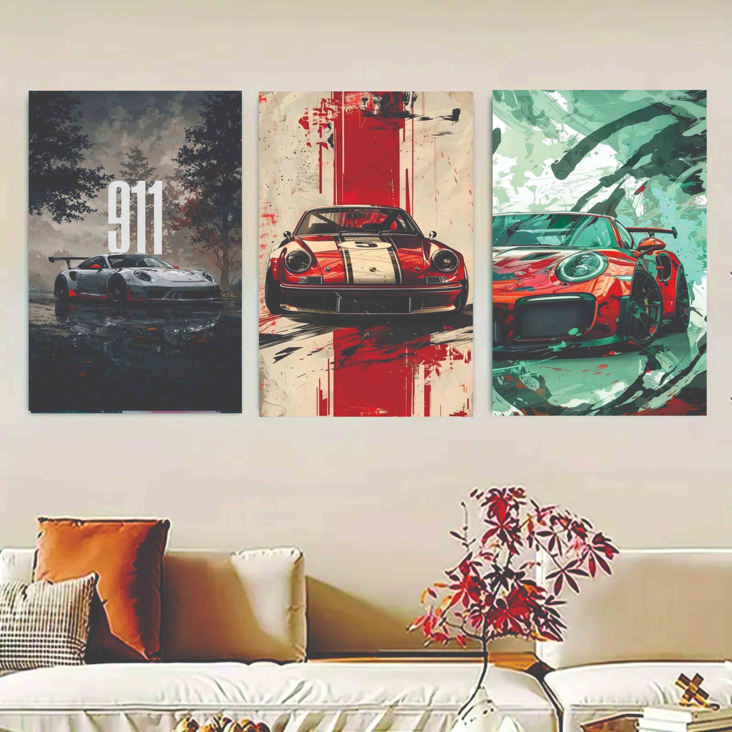 f06406ad0b01a8e5389f80ef4d116093.jpeg Set Of 3, Luxary Cars Wall Art Photo Canvas Wooden Tile Frame - Image 1