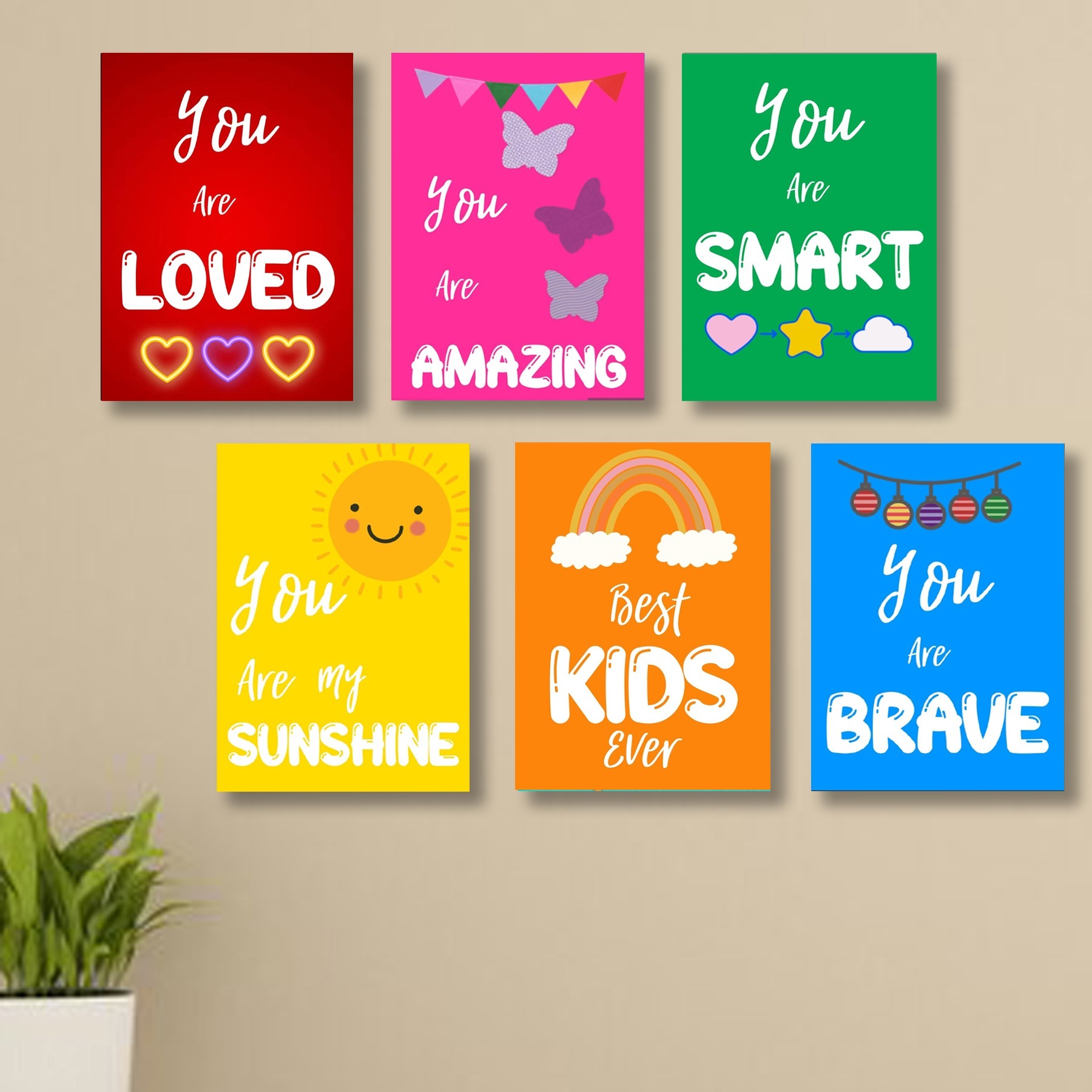 f07368bc2f300a54970989a389bd9bcc.jpg Set of 6 Kids' Motivational Wall Art Frames – 8x11" MDF with Sticky Backing - Image 1
