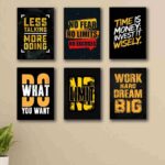 6 PC cardboard phototiles with motivational No Fear design on wall decor