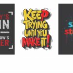 set of 3 Motivational sticky canvas frames for wall decore / sticky phototiles