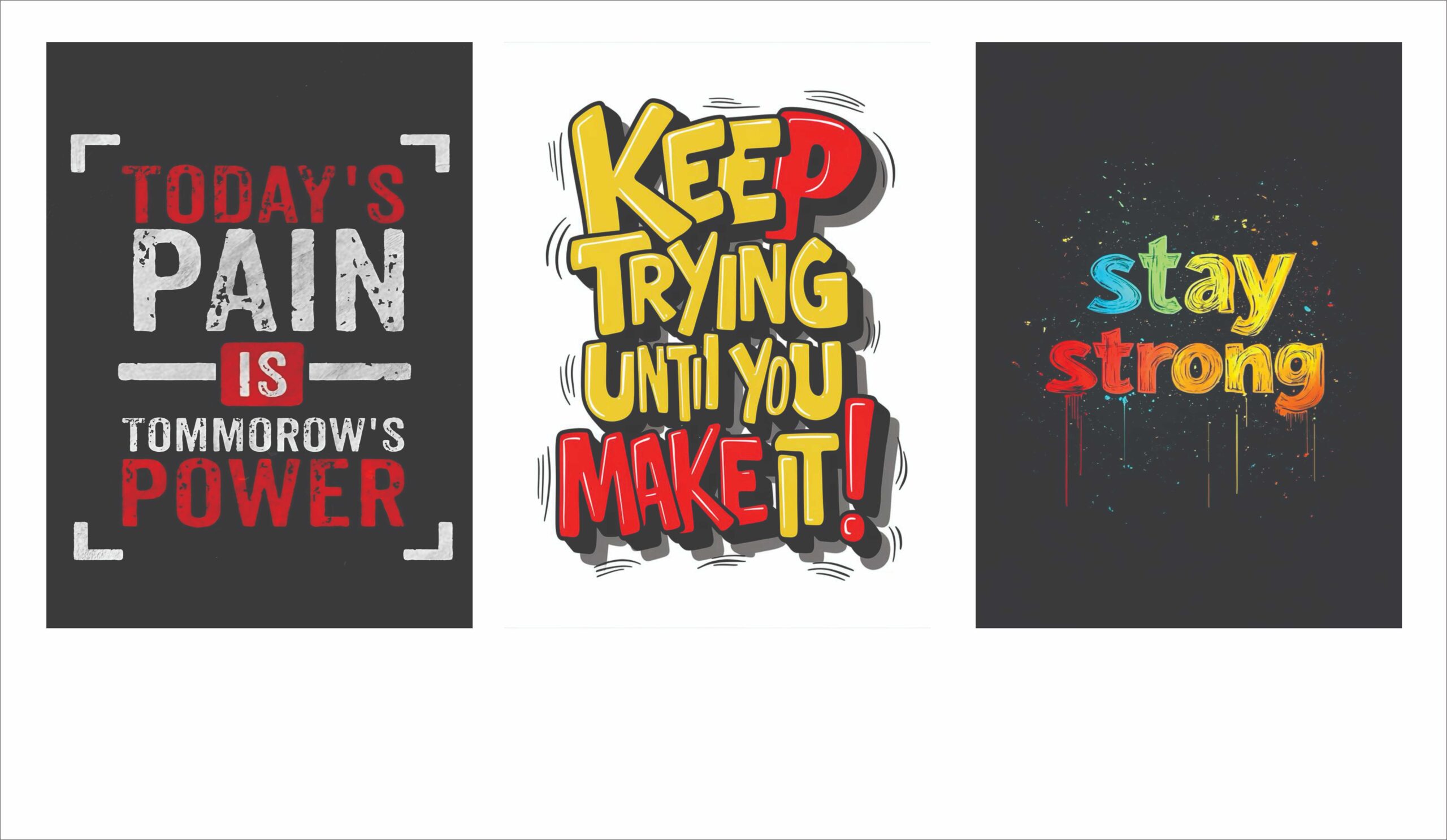 f105b88a80524d01d3baba476f05c666.jpeg set of 3 Motivational sticky canvas frames for wall decore / sticky phototiles - Image 1