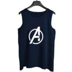 Navy Blue Avengers Logo Sando Tank Top for Men front view