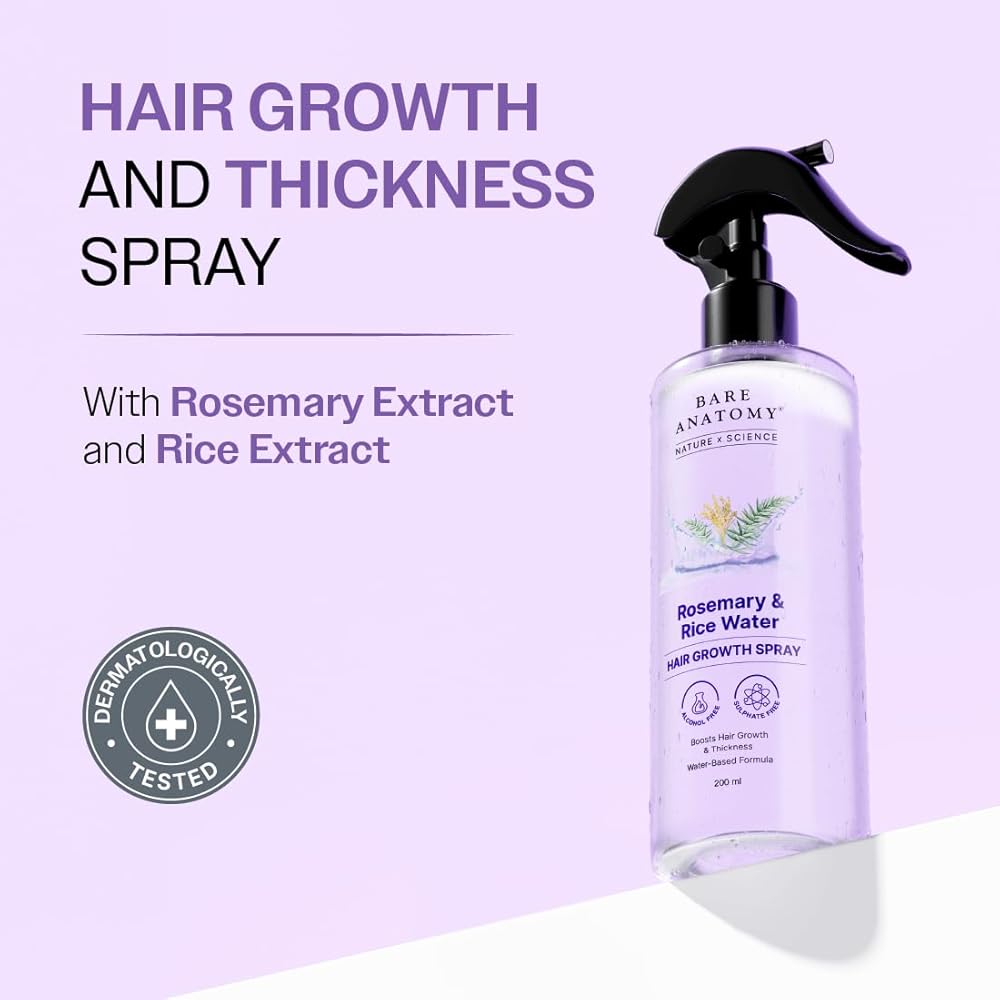 f64da901197894e5c3237ab4e3551aa3.jpg Bare Anatomy Rosemary & Rice Water Hair Growth Spray – 200ml | Strengthen & Thicken Hair - Image 1
