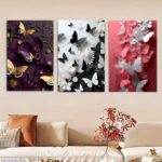 Set of 3 Butterfly Wall Frames – Wooden Decorative Art with Double Tape for Easy Mounting