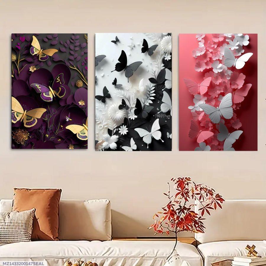 f6808ae9673e784dd67d6e52fe6bfb98.jpeg Set of 3 Butterfly Wall Frames – Wooden Decorative Art with Double Tape for Easy Mounting - Image 1
