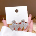 ZJE-165 Sparkling Bow Shape Zircon Korean Earrings – Elegant Fashion Jewellery, Stylish Accessory for Women