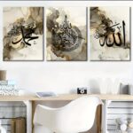 set of 3 sticky wooden frames for home office wall decore / sticky phototiles