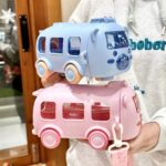 600ml bus-shaped kids water bottle front view