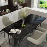 Black and grey marble PVC sheet sticker applied on furniture surface