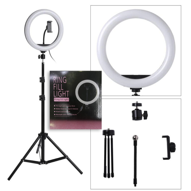 10-inch LED ring light with adjustable brightness and color temperature