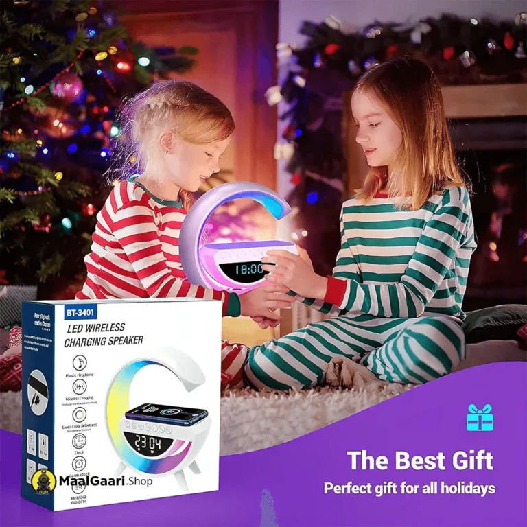 BT-3401 LED wireless charging speaker with RGB atmosphere lamp on desk