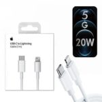Type-C to iPhone charging cable with Apple logo on white background