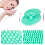 Soft silicone face cleansing brush pad in use