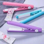 Mini portable ceramic hair straightener and curler with packing box in random color