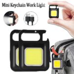 Mini 500 lumens COB LED keychain flashlight with foldable handle