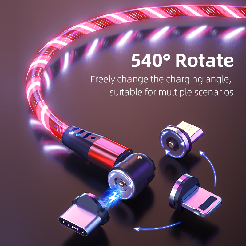 540° Rotating LED Magnetic Charging Cable 3A Fast Charge