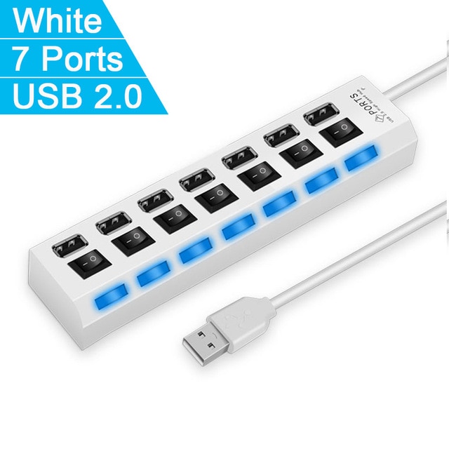 Black 4-port USB 2.0 hub for notebook